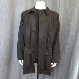 Battaglia Italy Men’s Car Coat Virgin Wool Chore Style Charcoal Gray 44R